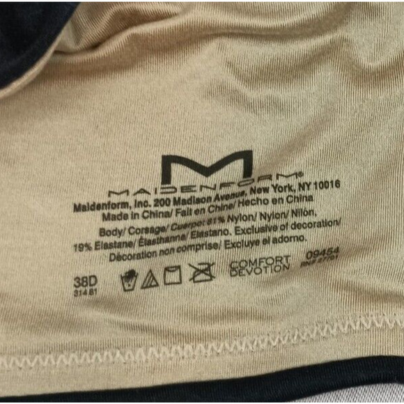 Maidenform Bra Women 38D Black Comfort Devotion Smooth Wireless 09454 - Picture 3 of 5